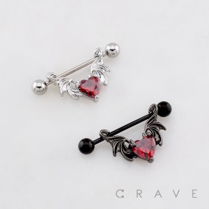 GOTHIC DEVIL OR BAT WINGS 316L SURGICAL STEEL NIPPLE RING
